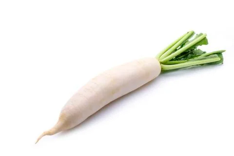 Daikon radishes isolated on white background Foto stock