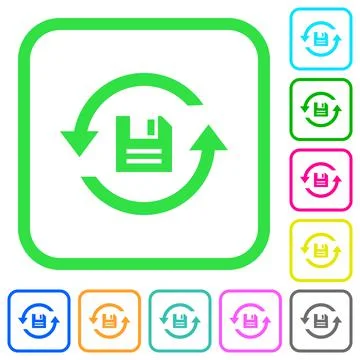 Daily backup vivid colored flat icons Stock Illustration