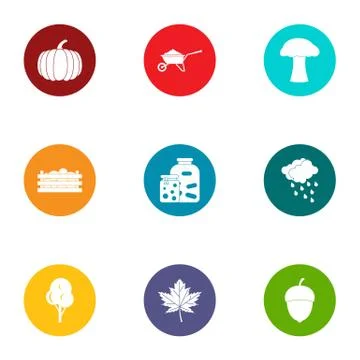 Daily bread icons set, flat style Stock Illustration