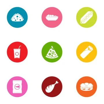 Daily bread icons set, flat style イラスト素材