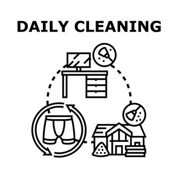 Daily cleaning routine maintaining home and personal hygiene Stock Illustration