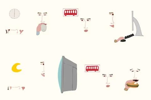 Daily faces Illustrazione stock