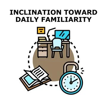 Daily habit routine office work life learning Stock Illustration