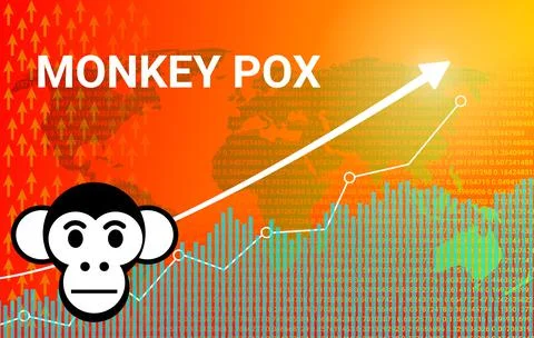 Daily increasing monkey pox case background with graphs, numbers and world ma Stock Illustration
