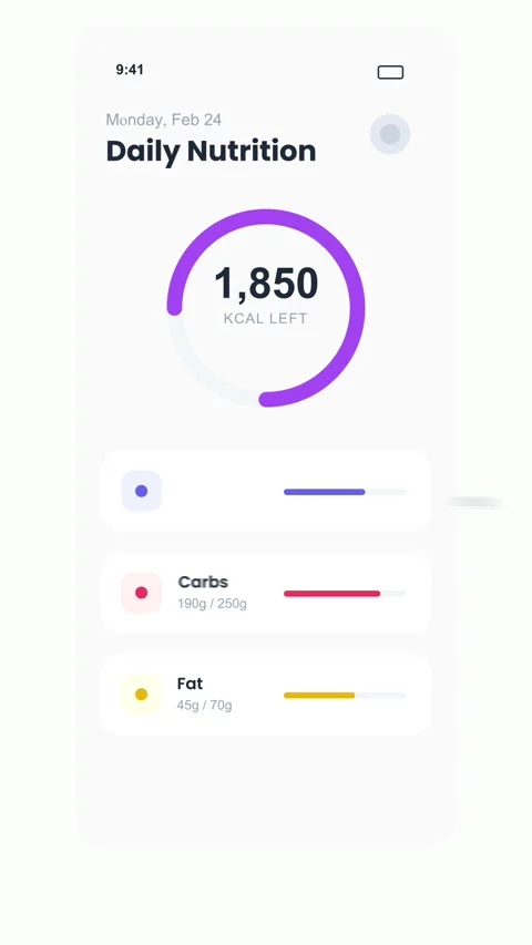 Daily intake analysis chart with macro nutrient icons Stock Footage 328085510
