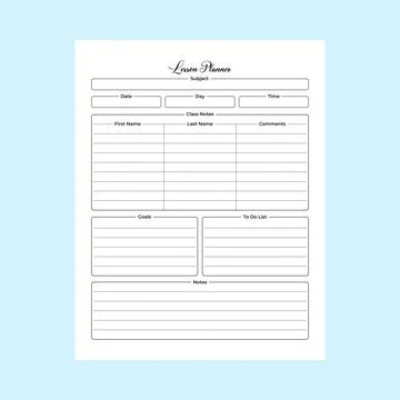 Daily lesson planner for students KDP interior. Student's daily activity tr.. Stock Illustration