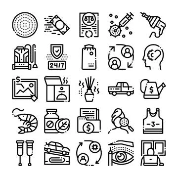 Daily life objects and abstract concepts line icons Stock Illustration
