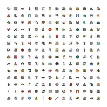 Daily life objects and abstract concepts icons Stock Illustration
