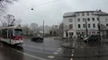 Daily life street traffic scenery with fall of snow in Braunschweig city 4k or 4k+ Resolution