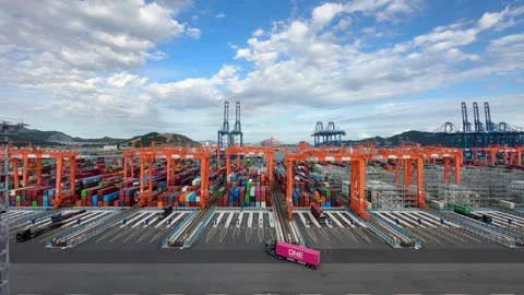 Daily loading and unloading port operations Stock Footage 293659385