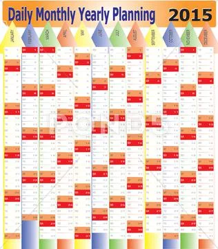 Daily monthly yearly 2015 calendar planning chart Stock Illustration