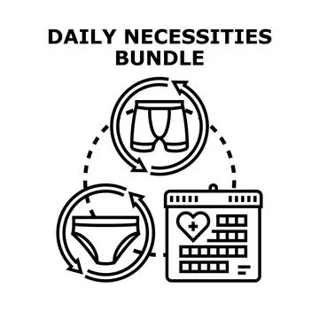 Daily necessities bundle for personal hygiene and care Stock Illustration