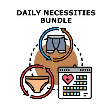 Daily necessities bundle for personal hygiene and care Stock Illustration