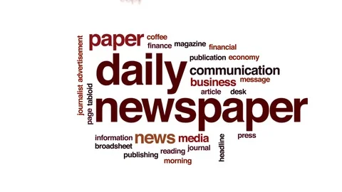 Daily newspaper animated word cloud, tex... | Stock Video | Pond5