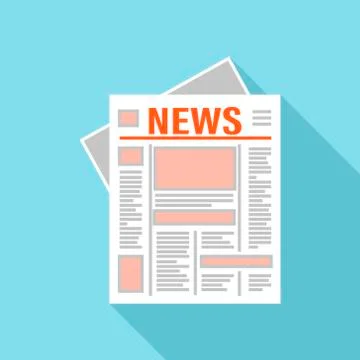 Daily newspaper, icon. Vector illustration on blue background. Stock-Illustration