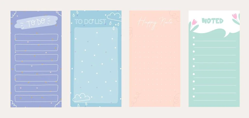 Daily note planners. Illustrazione stock