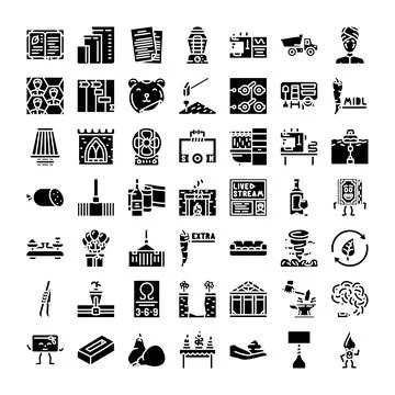 Daily objects and abstract concepts glyph icons Stock Illustration