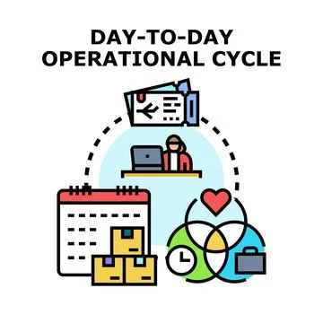 Daily operational cycle managing work and life elements イラスト素材