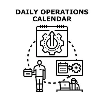 Daily operations calendar planning workflow management concept Illustrazione stock