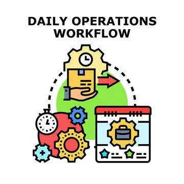 Daily operations workflow planning and business process Stock Illustration