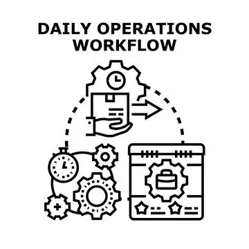 Daily operations workflow planning and business process Stock Illustration