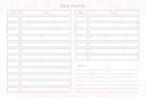 Daily personal planner diary template. individual schedule minimalist design for Stock Illustration