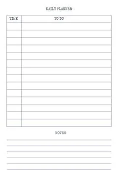Daily personal planner diary template with type written font. Monthly calenda Stock Illustration