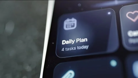 Daily plan card highlights four scheduled tasks Stock Footage 346031807