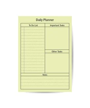 Daily planner printable template Vector. plan pages task and check list flat  Illustrazione stock
