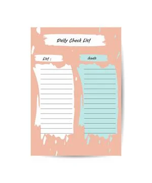 Daily planner printable template Vector . Different grunge brush strokes. Var Stock Illustration