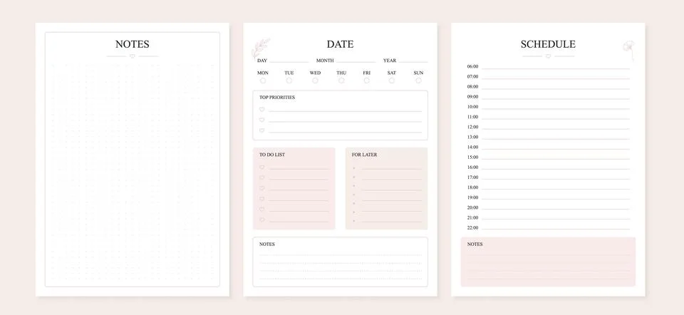 Daily planner template a4. To Do List Planner Page. Stock-Illustration