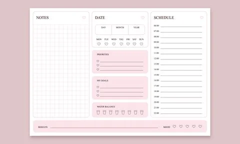 Daily planner template a4. To Do List Planner Page. Stock Illustration