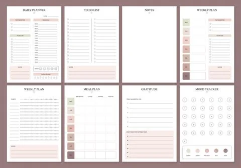 Daily planner template a4. To Do List Planner Page. Stock-Illustration