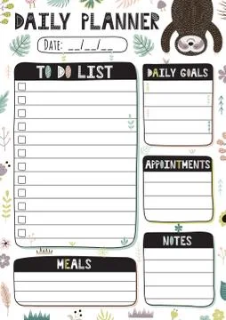 Daily Planner Template with A4 format. Organizer and Schedule Illustrazione stock
