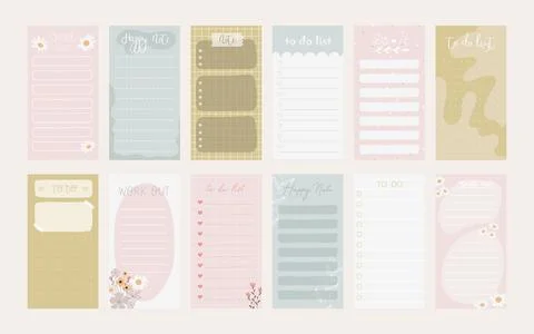 Daily planners, note paper, to do lists, sticker Stockillustratie