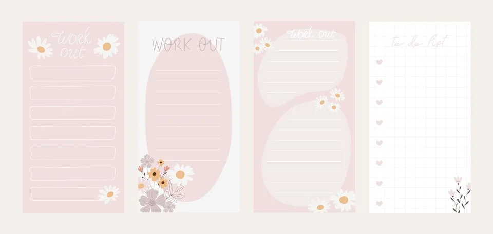 Daily planners, note paper, to do lists, sticker Stock Illustration