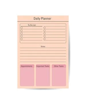 Daily planning template. Simple vector illustration design. Stock Illustration