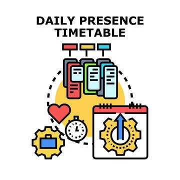 Daily presence timetable scheduling work productivity concept Stock-Illustration
