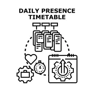 Daily presence timetable scheduling work productivity concept Ilustración de archivo