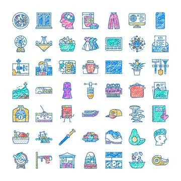 Daily routine and lifestyle objects doodle icons Ilustração Stock