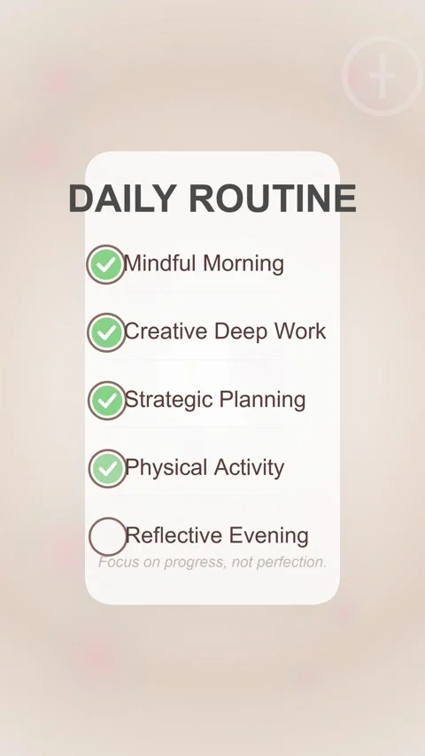 Daily Routine Checklist: Mindfulness, Deep Work, Planning, Activity, Reflecti Stock Footage 347074553
