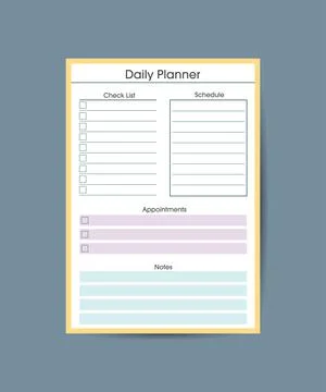 Daily Routine planner template. Clear and simple printable to do list. Busine Stock Illustration