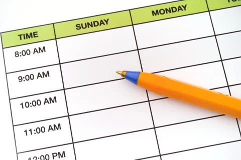 Daily schedule with pen Stock Photos