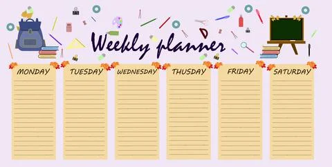 Daily schedule for pupils and students Stock Illustration