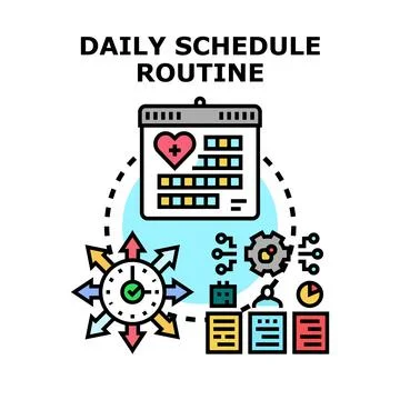 Daily schedule routine calendar planning business tasks Stock Illustration