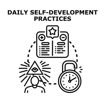 Daily self development practices for personal growth Stock Illustration