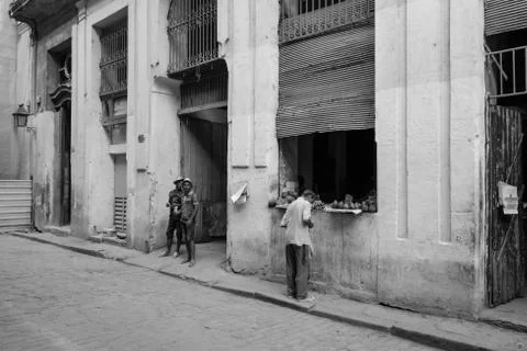 Daily simple life in old Havana (Cuba). Stock Photos
