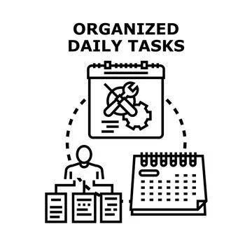 Daily task management concept organized planning scheduling Illustration