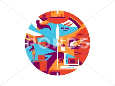 Daily time cycle Stock Illustration