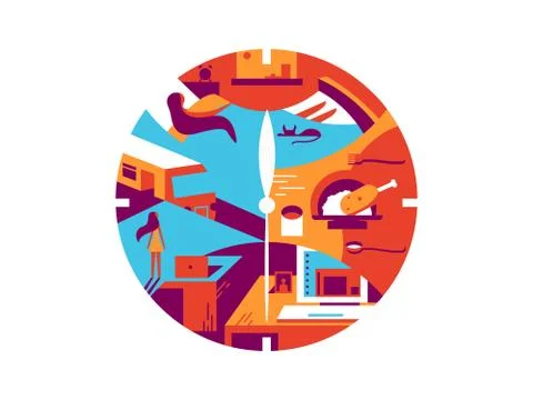 Daily time cycle 스톡 일러스트